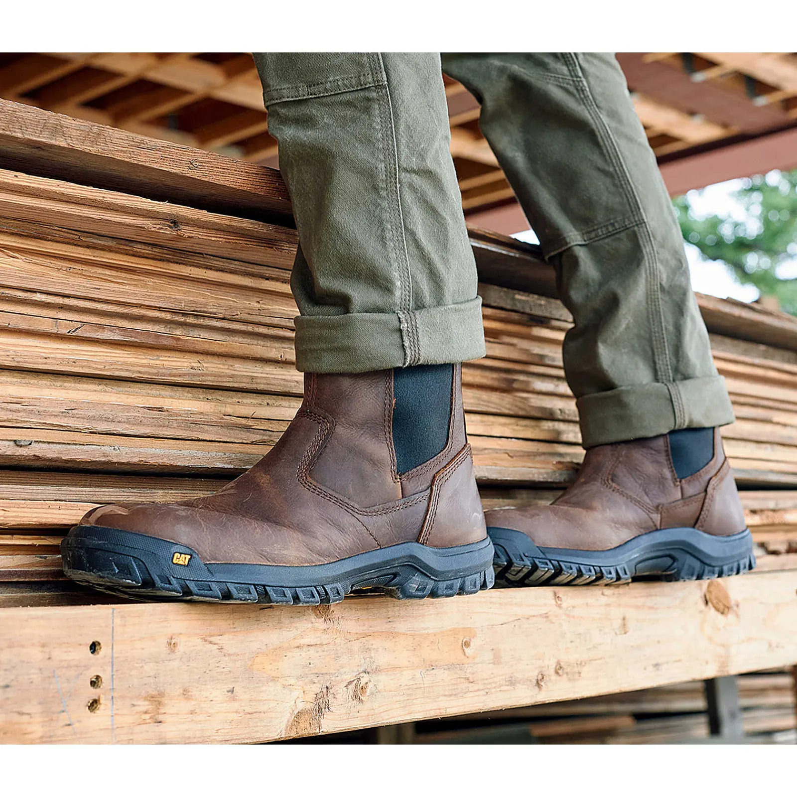 Cat Footwear Slip Resistant | Pull-Ons*Wheelbase Steel Toe Work Boot